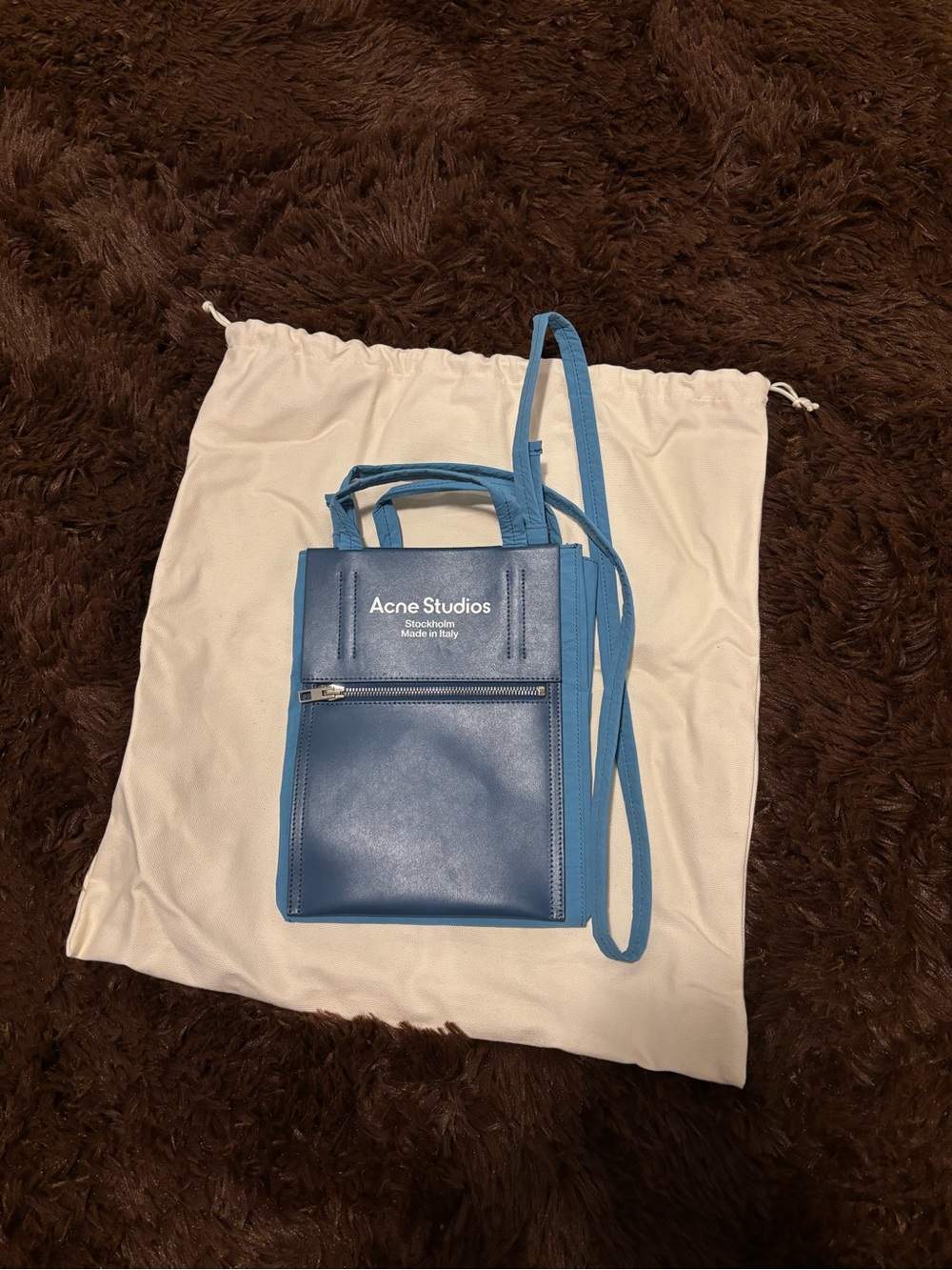 Acne Blue Mini Crossbody Tote Bag
